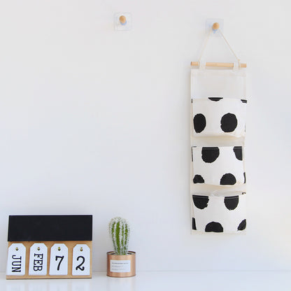  Cotton Linen Hanging Storage Bag 3 Pockets 