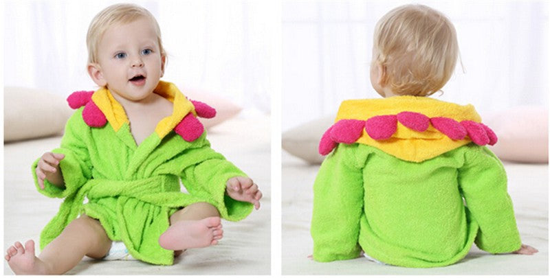 Baby Hooded Animal Cartoon Bathrobe - Flower