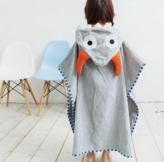 Beach Hooded Towel -  Hooded  Poncho - Gray Bull Ox Horns