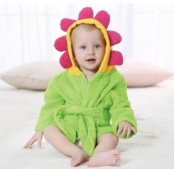 Flower Baby Hooded Bathrobe - Terry Towel - Just Kidding