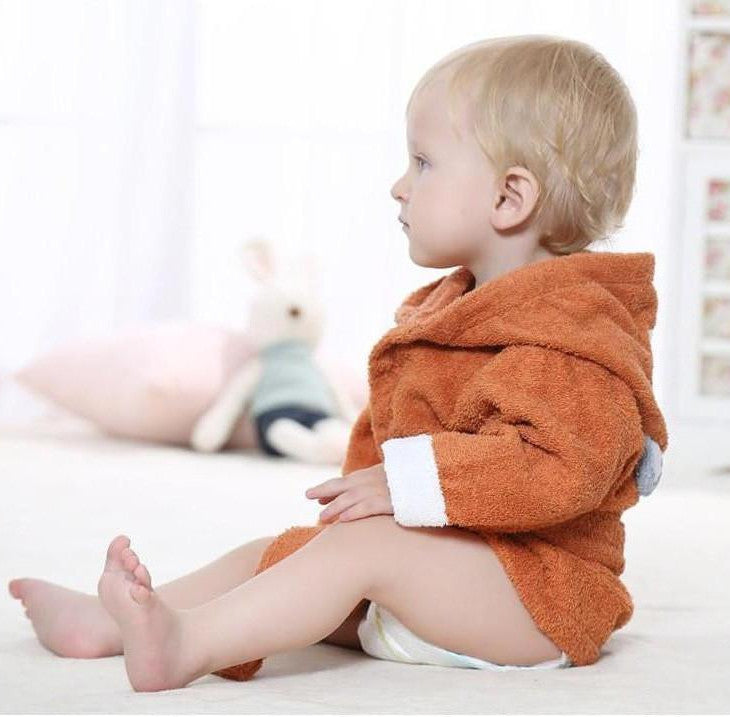 Baby Hooded Bathrobe - Terry Towel - Fox - Just Kidding Store