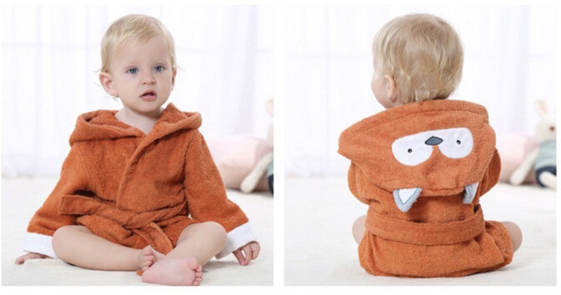 Baby Hooded Bathrobe - Terry Towel - Fox - Just Kidding Store