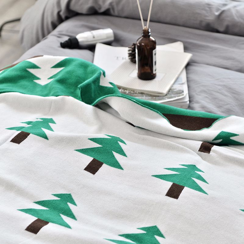 Pine Tree Cotton Baby and Kids Knitted Blanket - Just Kidding Store