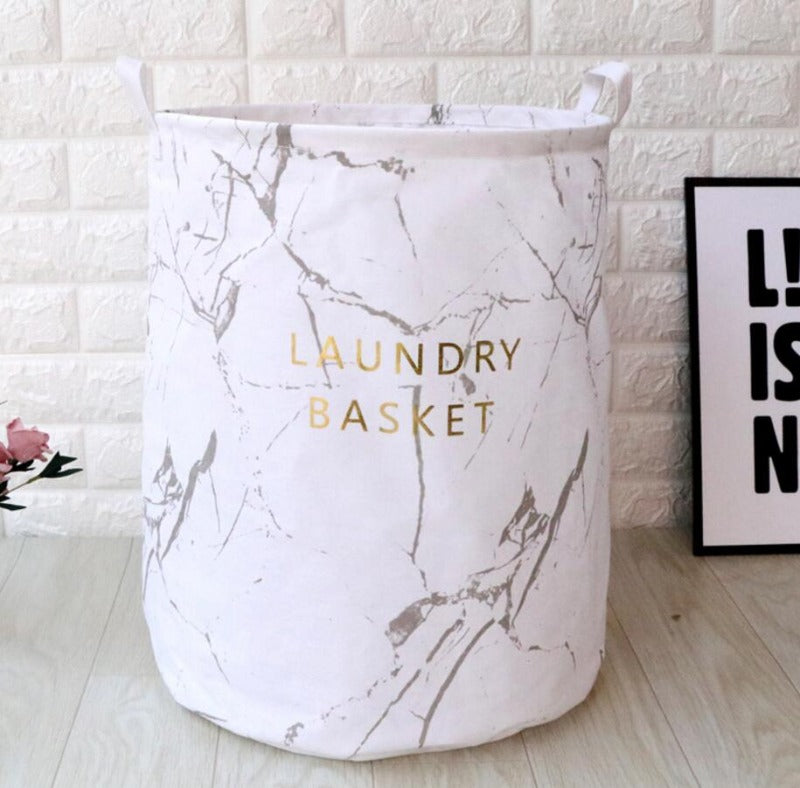 Marble Laundry Baskets - Black-White-Gray Hamper - Just Kidding Store