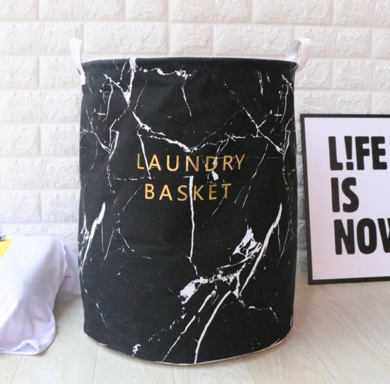Marble Laundry Baskets - Black-White-Gray Hamper - Just Kidding Store
