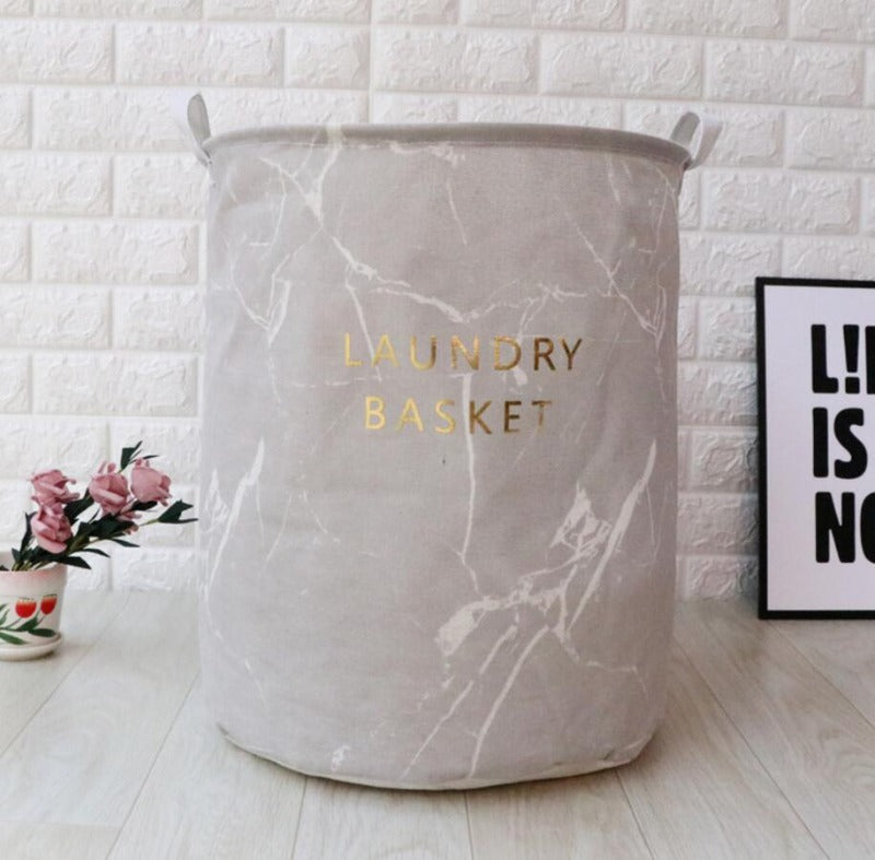 Marble Laundry Baskets - Black-White-Gray Hamper - Just Kidding Store