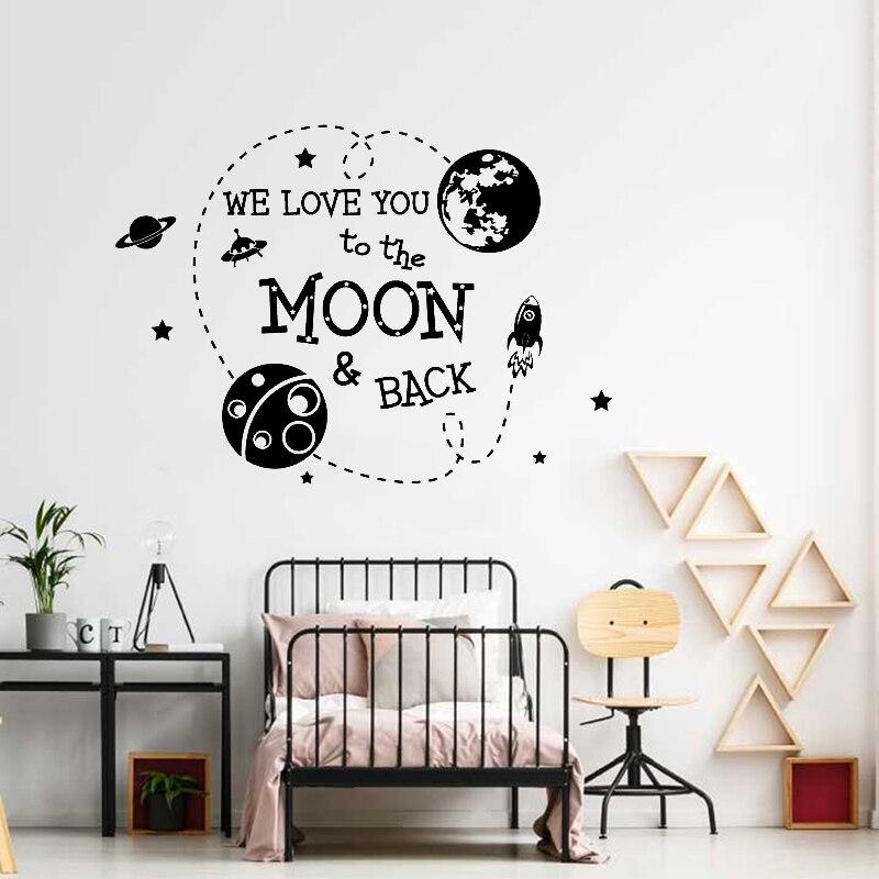 To The Moon And Back Wall Decal Outer Space Vinyl Sticker Just Kidding Store