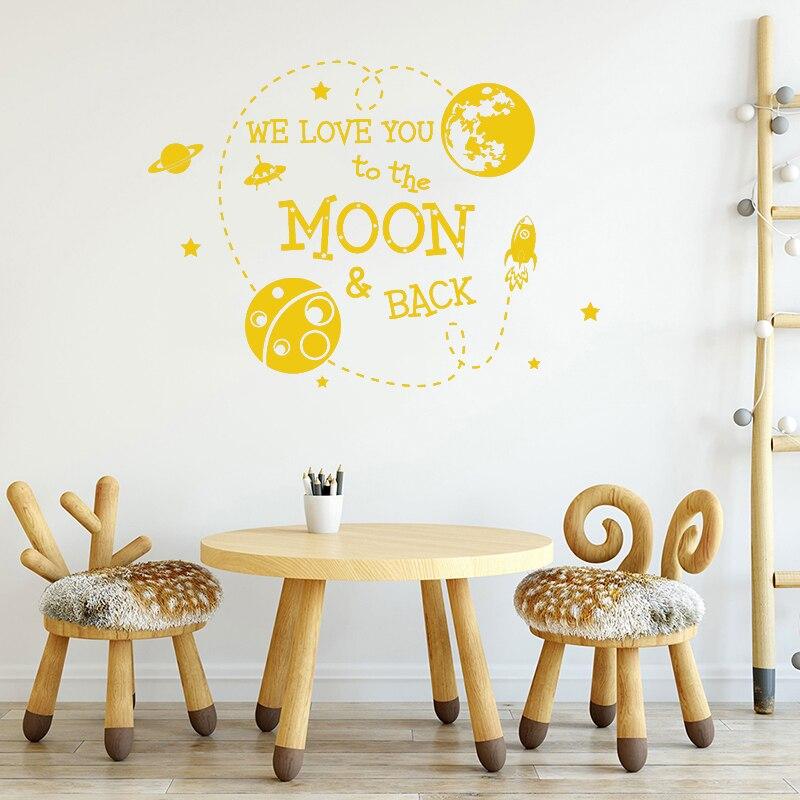 To The Moon And Back Wall Decal Outer Space Vinyl Sticker Just Kidding Store