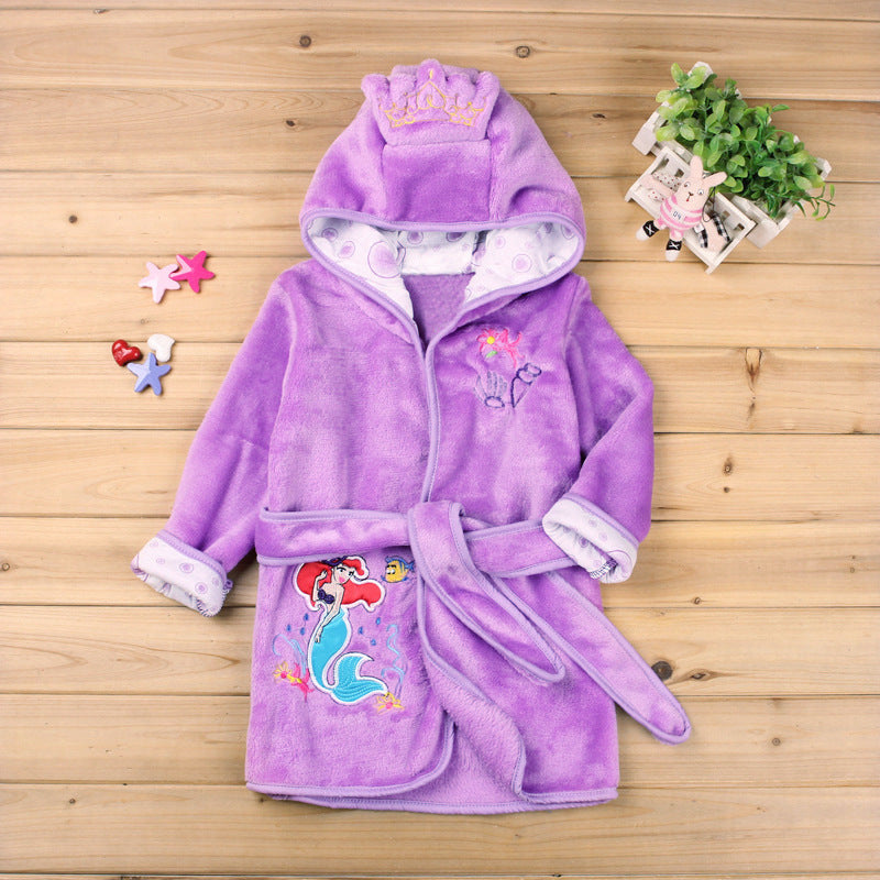 Violet Princess Ariel Mermaid kids bathrobe night gown - Just Kidding Store