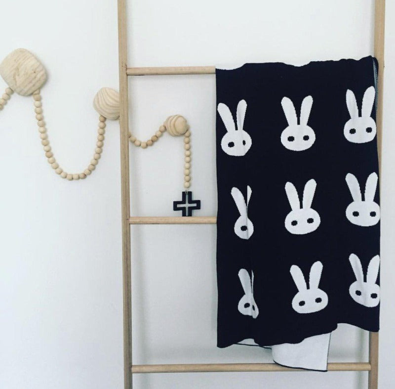 Double Sided Monochrome Bunny Blanket - Just Kidding Store