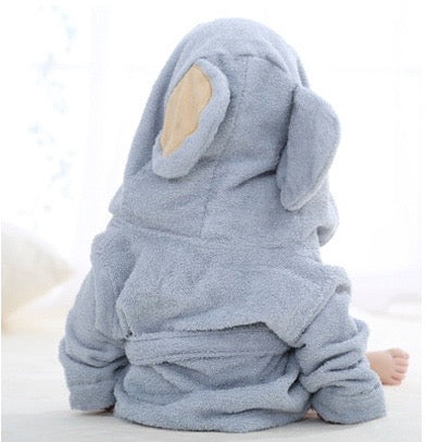 Baby Hooded Bathrobe - Blue Gray Mouse - Just Kidding Store