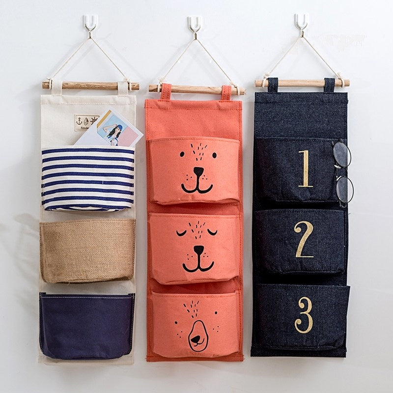 Bear Wall Hanging Storage Pockets Canvas Organizer - Just Kidding Store