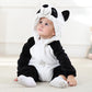 Hooded Flannel Romper Jumpsuit - Panda - Just Kidding Store