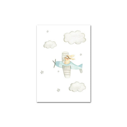 Hot Air  Balloon, Airplane, Car Canvas Wall Art Nursery Prints - Just Kidding Store