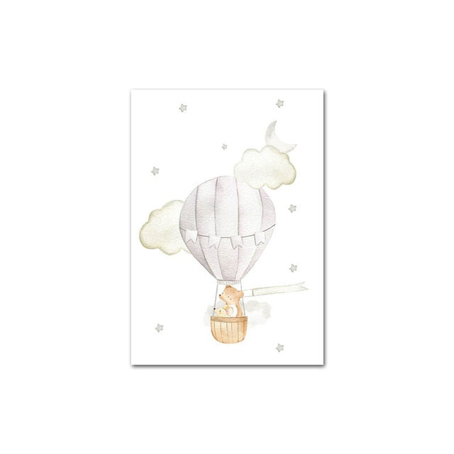 Hot Air  Balloon, Airplane, Car Canvas Wall Art Nursery Prints - Just Kidding Store