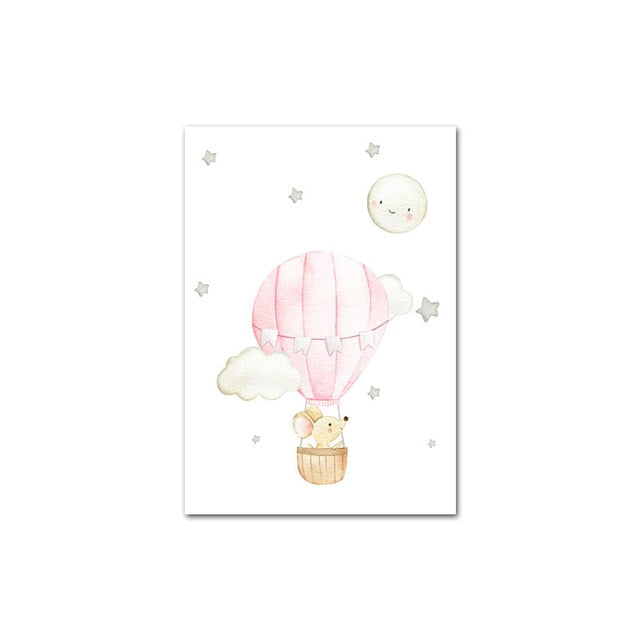 Hot Air  Balloon, Airplane, Car Canvas Wall Art Nursery Prints - Just Kidding Store