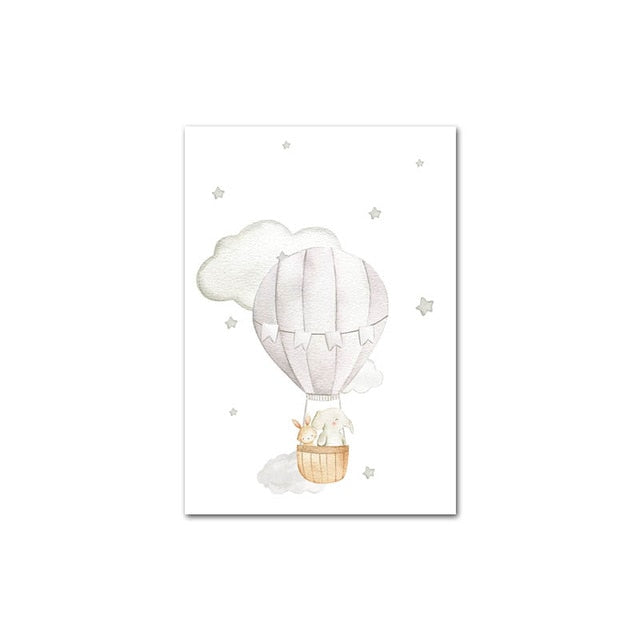 Hot Air  Balloon, Airplane, Car Canvas Wall Art Nursery Prints - Just Kidding Store