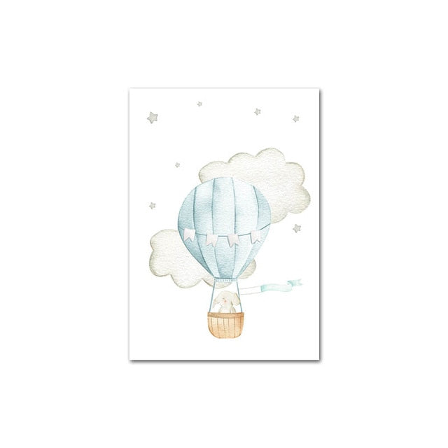 Hot Air  Balloon, Airplane, Car Canvas Wall Art Nursery Prints - Just Kidding Store