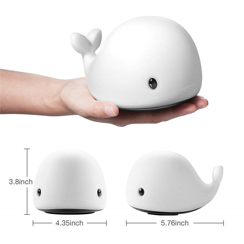 New arrival LED Night Light Motion Sensor Baby USB Cute Whale Rechargeable Children Night Lamp Toy Light Silicone Safety dolphin