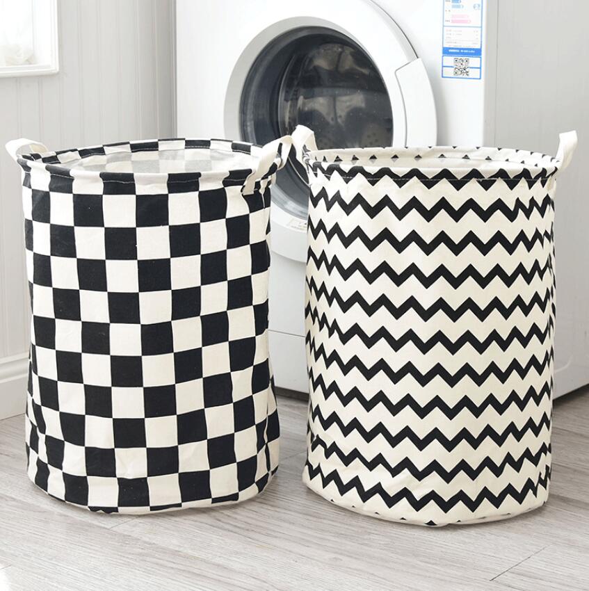 Monochrome Toy Storage Hamper Bag Chevron, Check - Just Kidding Store