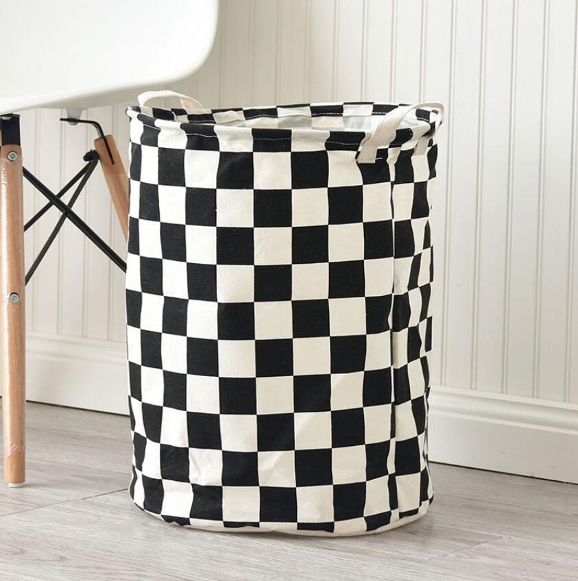 Monochrome Toy Storage Hamper Bag Chevron, Check - Just Kidding Store