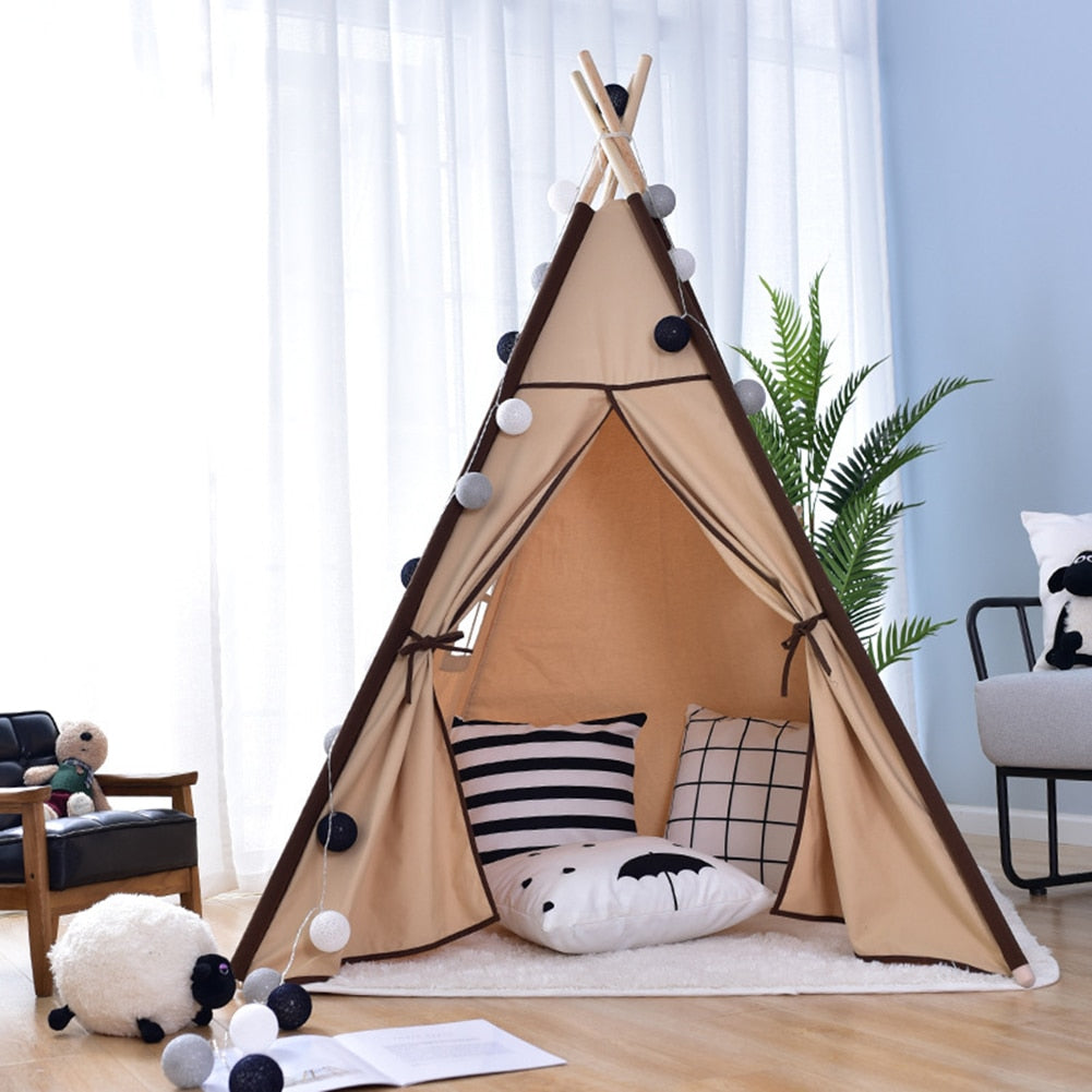 Brown Canvas Teepee Cotton Canvas Kids Play Tent - Just Kidding Store