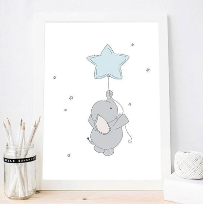 Dreamy Elephant Canvas Wall Art - Nursery Posters - Just Kidding Store