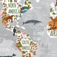 Kids World Map With Animals Canvas Wall Art - Just Kidding Store
