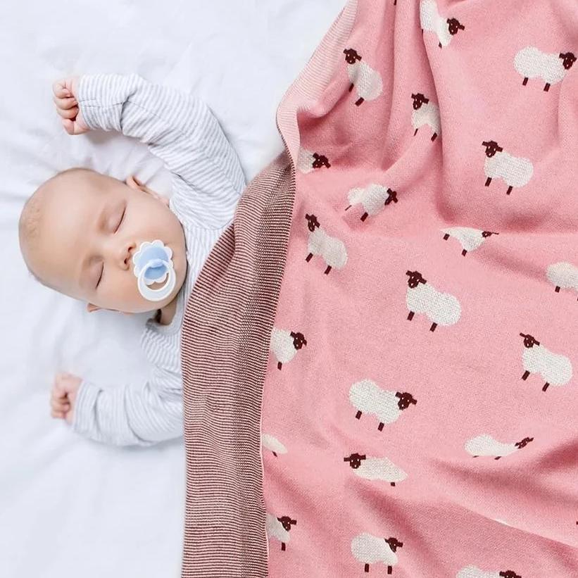 Sheep Baby Kids Cotton Knitted Blanket - Just Kidding Store