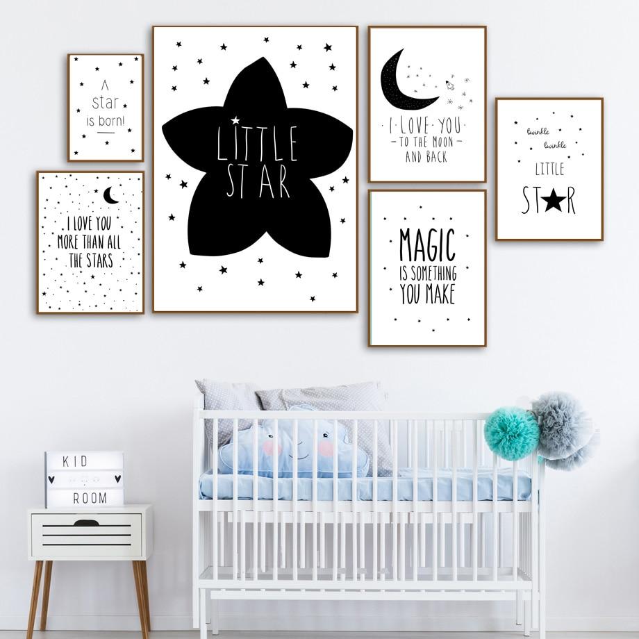 Inspiring Monochrome Canvas Paintings -  Stars And Moon Series - Just Kidding Store