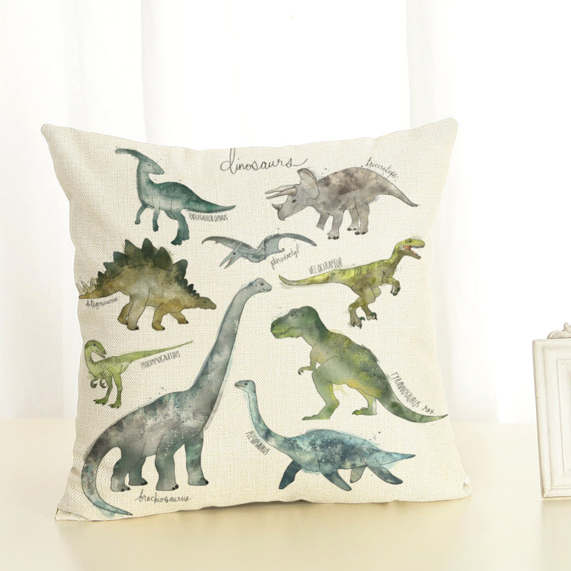 Dinosaur Pillow Cover - Linen and Ivory