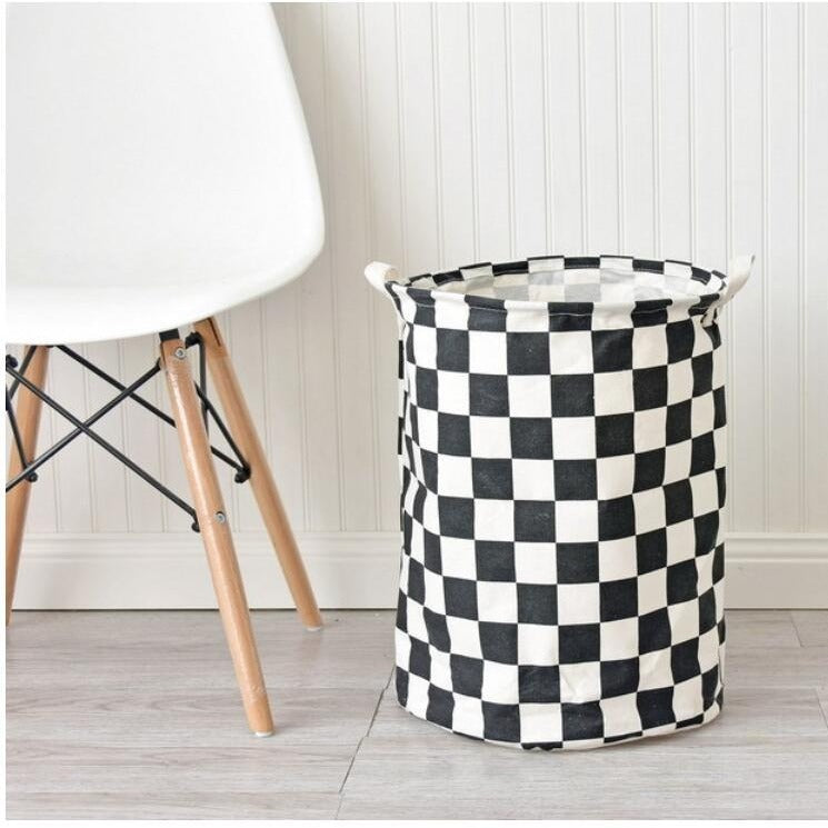 Monochrome Toy Storage Hamper Bag Chevron, Check - Just Kidding Store