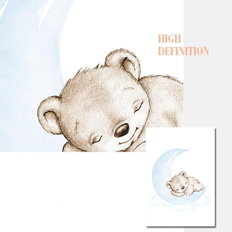 Dreamy Bear Canvas Wall Art - Nursery Posters - Just Kidding Store