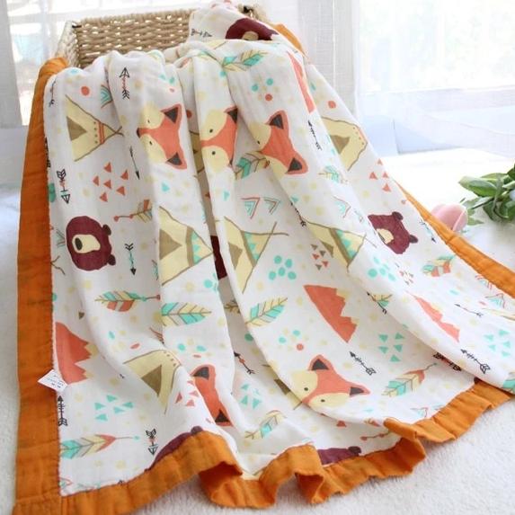 4 Layers Bamboo Fiber Blanket Baby Kids Muslin Wrap - Just Kidding Store