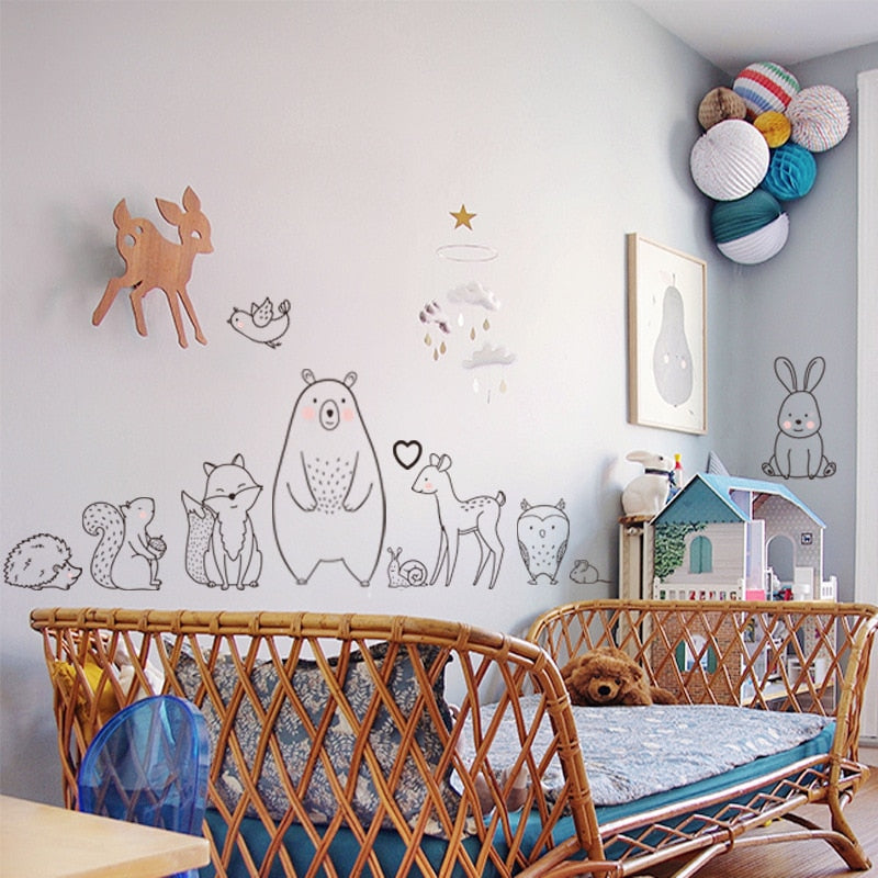 Forest Animals Kids Room Nursery Scandi Wall Sticker - Just Kidding Store