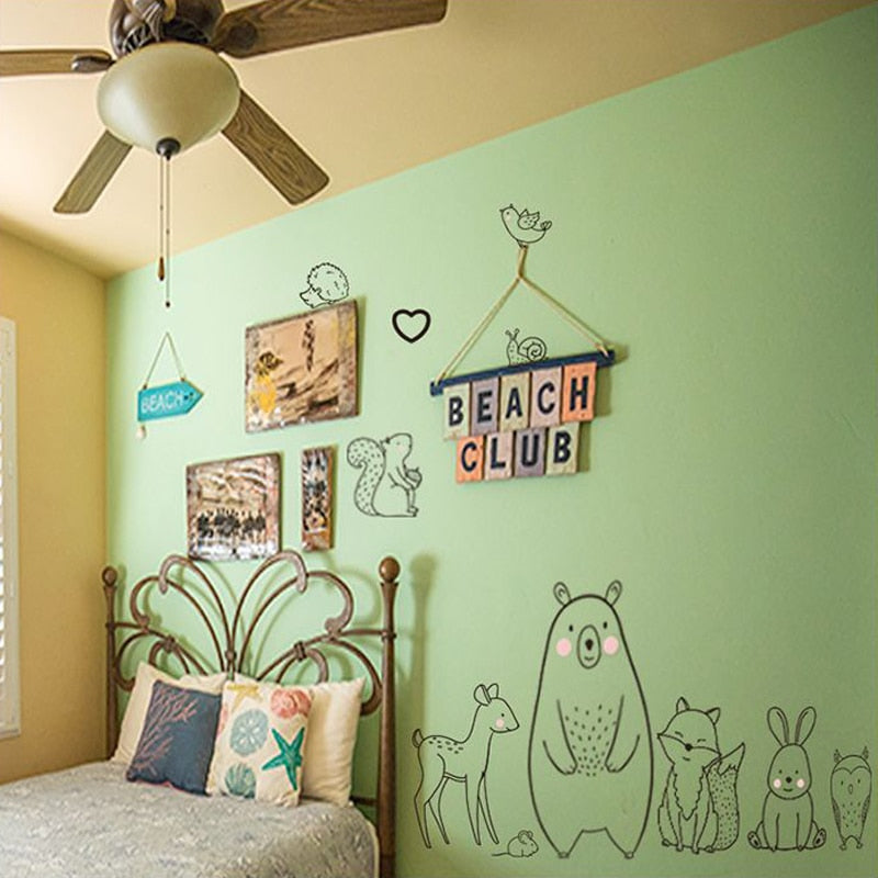 Forest Animals Kids Room Nursery Scandi Wall Sticker - Just Kidding Store