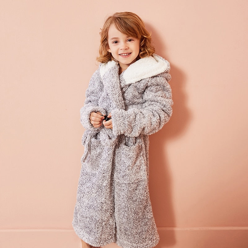 Kids Hooded Chunky Dressing Gown - Bear Kids Robe - Just Kidding Store