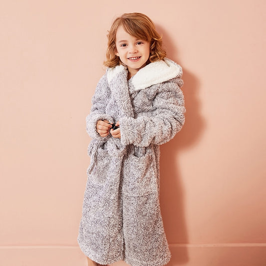Kids Hooded Chunky Dressing Gown - Bear Kids Robe - Just Kidding Store