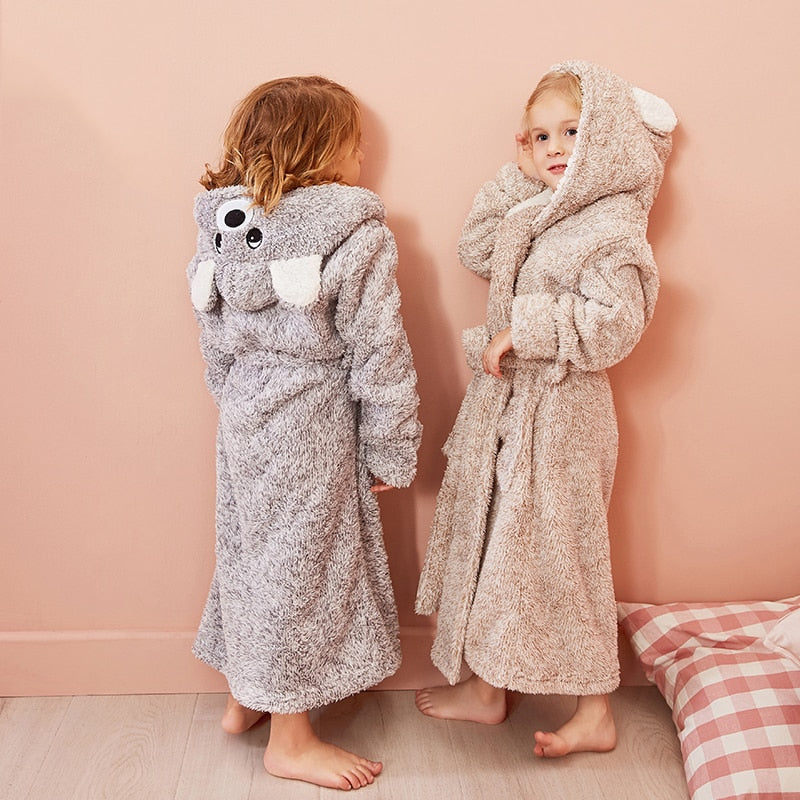 Kids Hooded Chunky Dressing Gown - Bear Kids Robe - Just Kidding Store