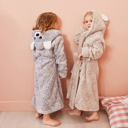 Kids Hooded Chunky Dressing Gown - Bear Kids Robe - Just Kidding Store