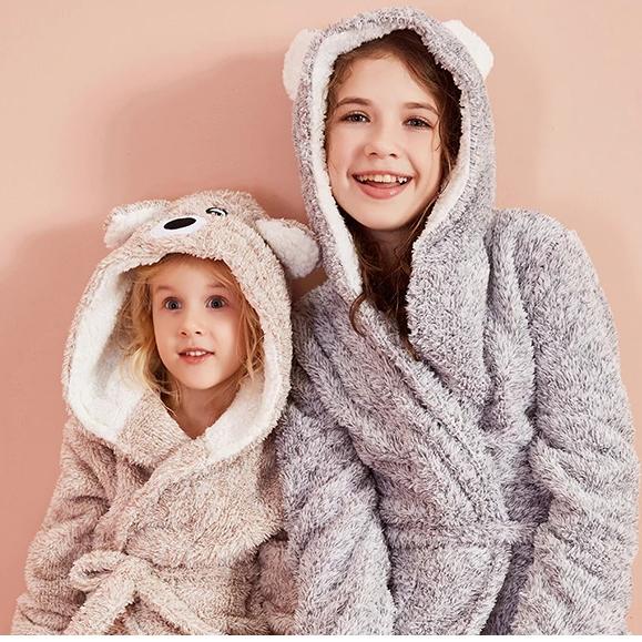 Kids Hooded Chunky Dressing Gown - Bear Kids Robe - Just Kidding Store