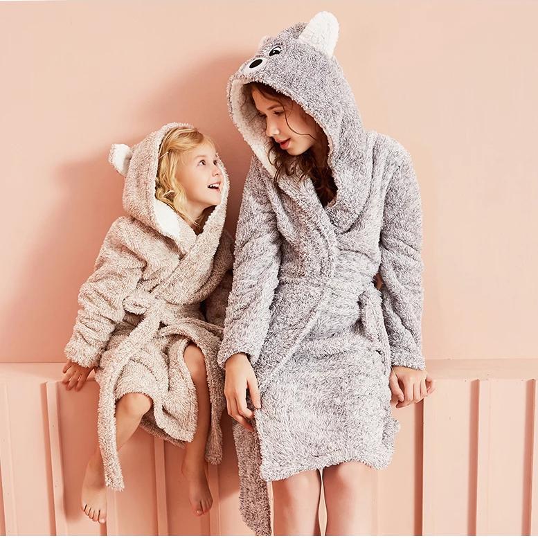 Kids Hooded Chunky Dressing Gown - Bear Kids Robe - Just Kidding Store