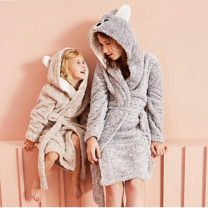 Kids Hooded Chunky Dressing Gown - Bear Kids Robe - Just Kidding Store