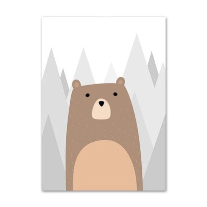 Woodland Animals Canvas Art - Bear, Owl, Fox, Raccoon Wall Posters - Just Kidding Store