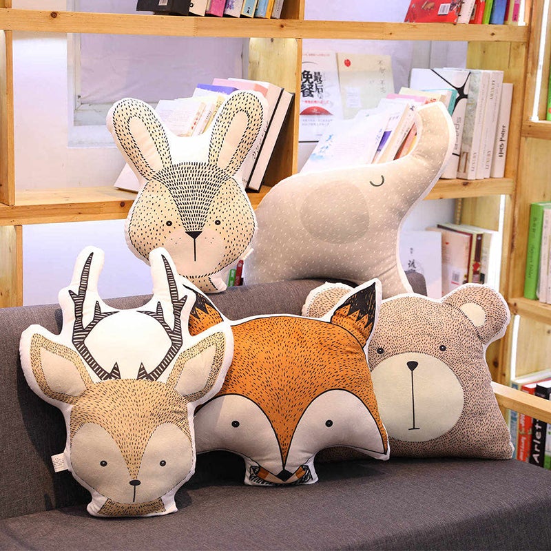 Soft Cushions Elephant Fox Deer Bear Giraffe Rabbit - Just Kidding Store