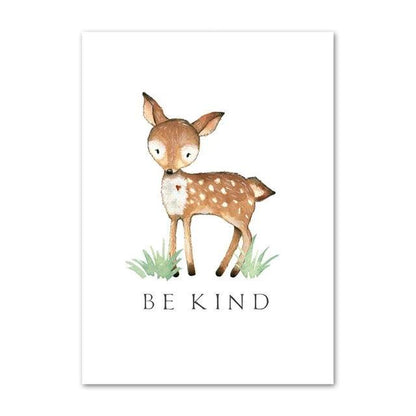 Woodland Animals Wall Art - Bear, Fox, Fawn, Rabbit, Owl, Raccoon - Just Kidding Store