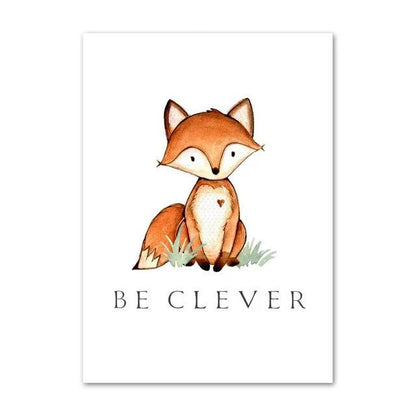 Woodland Animals Wall Art - Bear, Fox, Fawn, Rabbit, Owl, Raccoon - Just Kidding Store