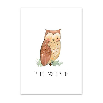 Woodland Animals Wall Art - Bear, Fox, Fawn, Rabbit, Owl, Raccoon - Just Kidding Store