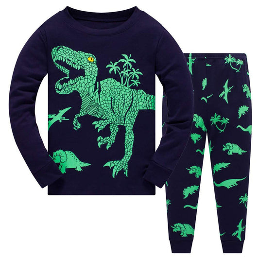 Green Dinosaur Pajamas Set Toddler Kids Sleepwear - Just Kidding Store