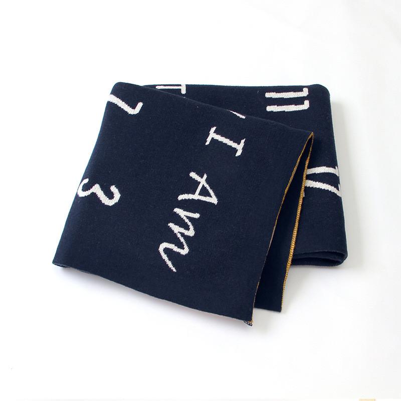 Elephants Monthly Milestone Cotton Blanket - Navy, White - Just Kidding Store